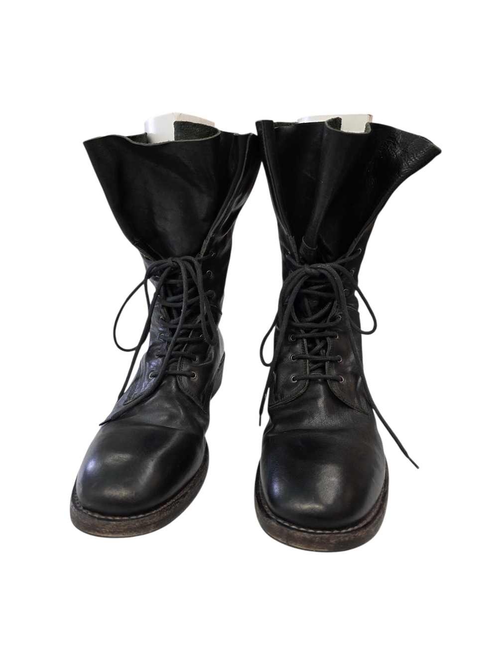 Shoto Vero Cuoio Black Leather Lace-Up Military Boots